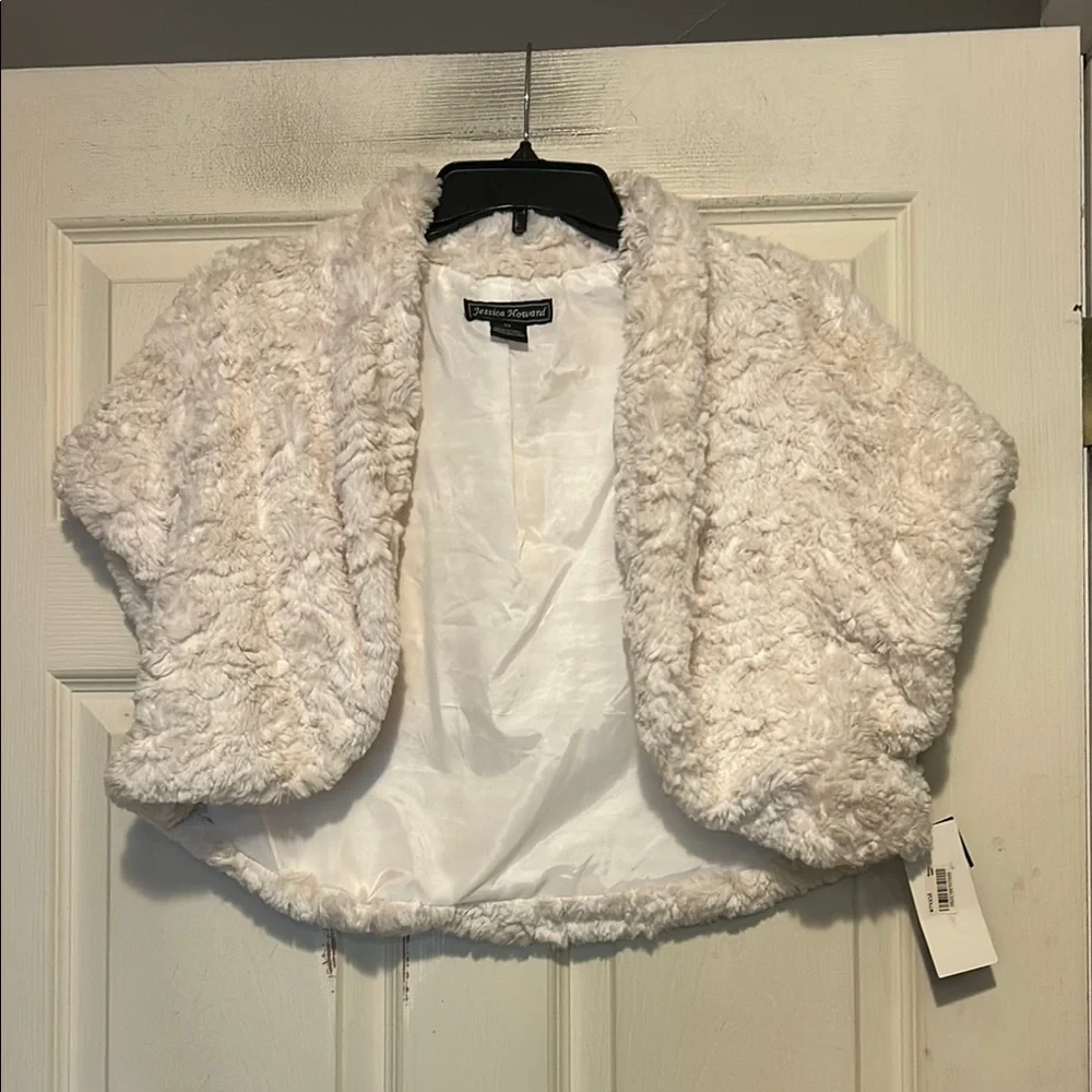 Jessica Howard Faux Fur Cropped Shrug Jacket Size 1X